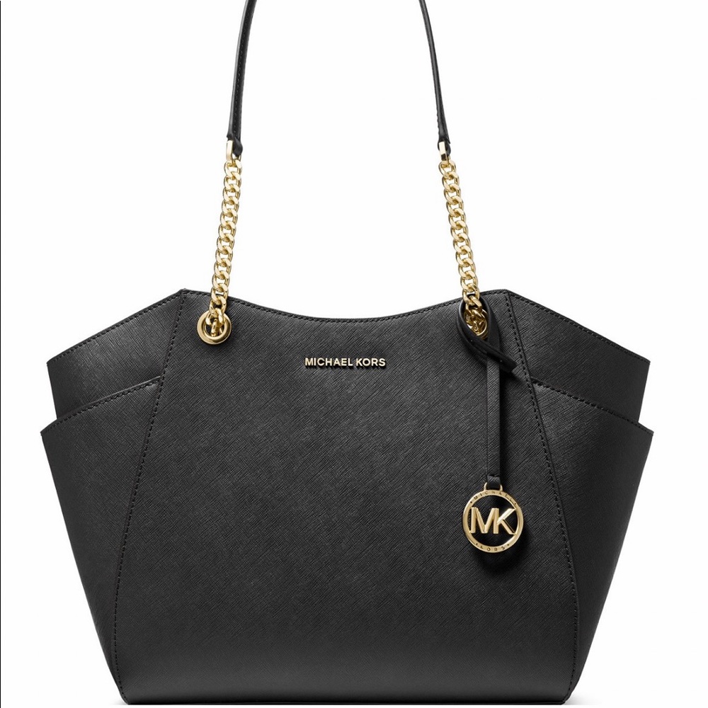 NWT Authentic Michael Kors Jet Set Travel Chain Tote Black From Macys